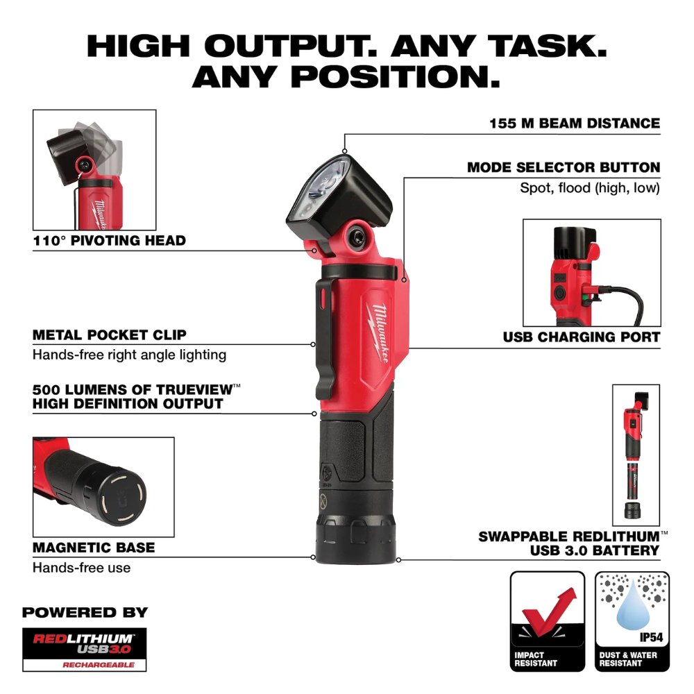 Milwaukee REDLITHIUM USB Pivoting Flashlight from Columbia Safety